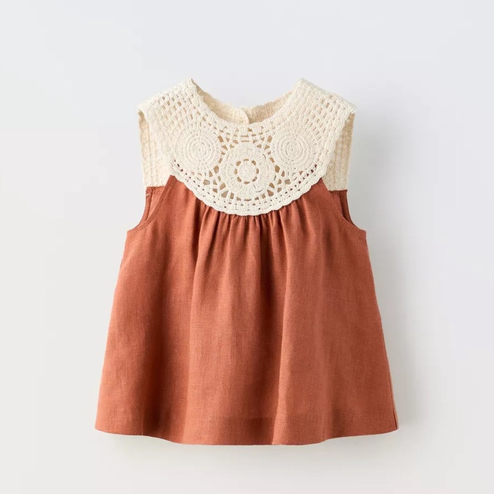 Zara Contrasting Crochet Top